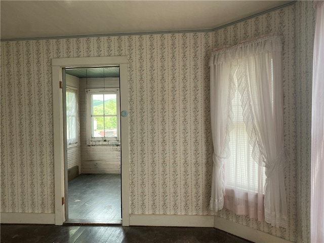 empty room with dark wood-type flooring