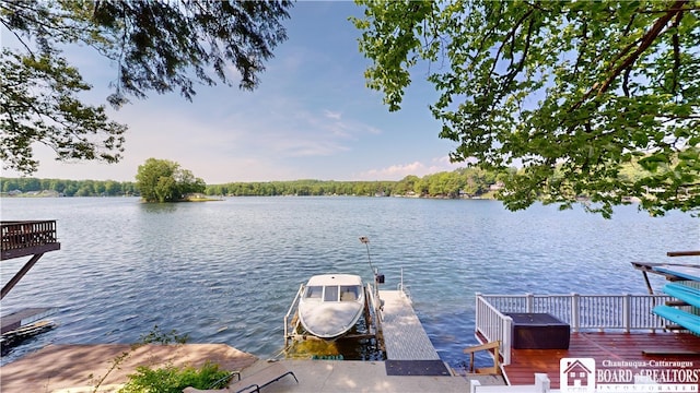 dock area featuring a water view