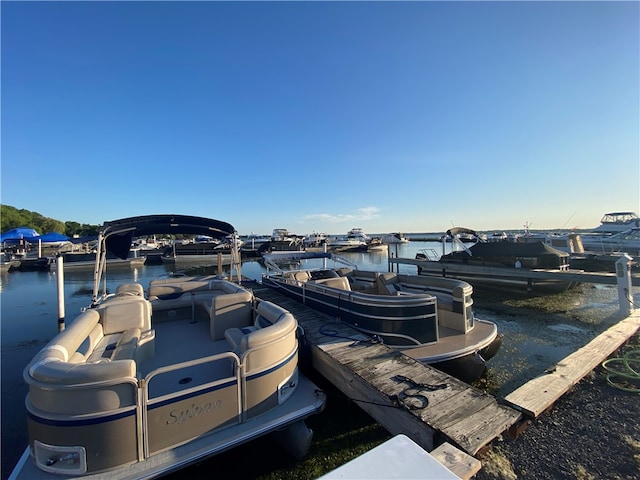 view of dock featuring a water view