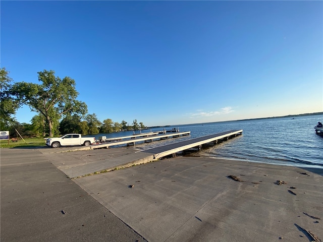 view of dock featuring a water view