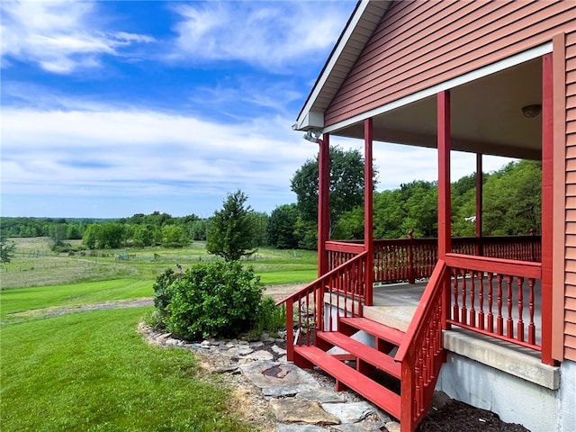 deck with a yard