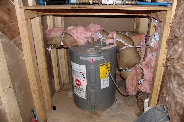 utility room featuring electric water heater