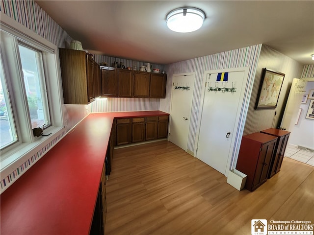 kitchen with light hardwood / wood-style floors