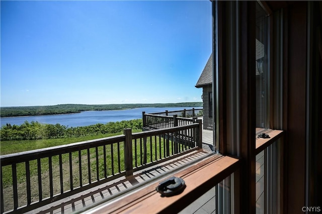 balcony with a water view