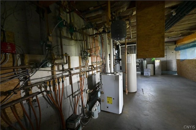 utility room with gas water heater