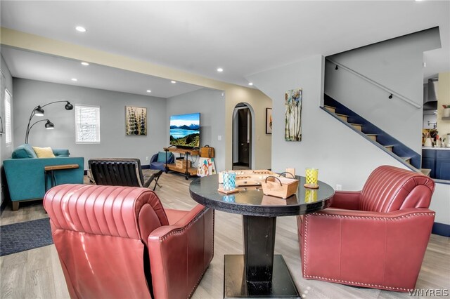 living room featuring light wood-type flooring