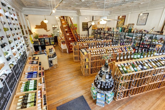 interior space with hardwood / wood-style flooring and ceiling fan