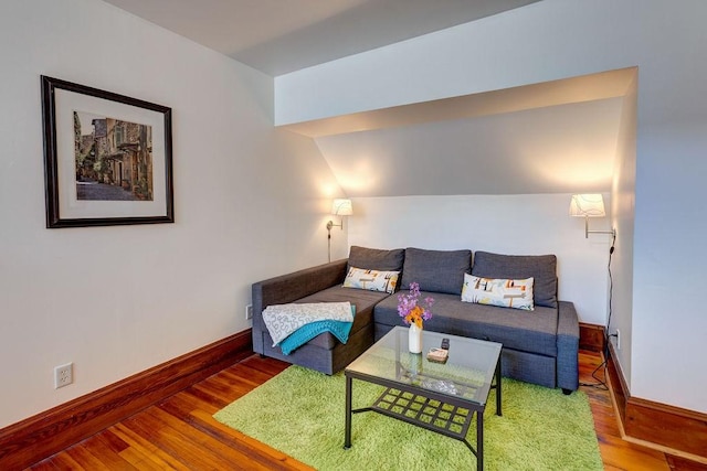 living room with hardwood / wood-style floors