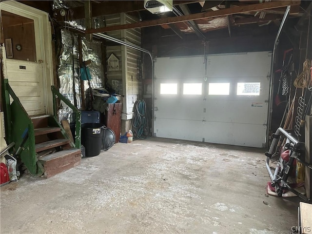 garage with a garage door opener