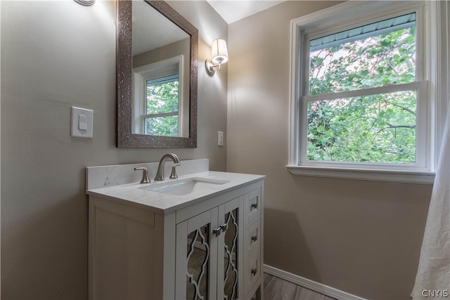 bathroom with vanity and plenty of natural light