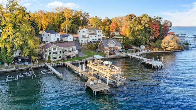 dock area featuring a water view