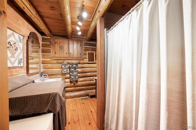 view of sauna / steam room featuring hardwood / wood-style flooring