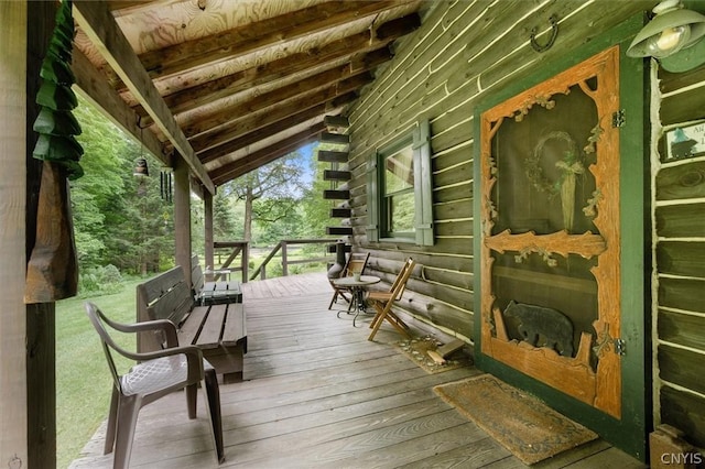 deck featuring covered porch