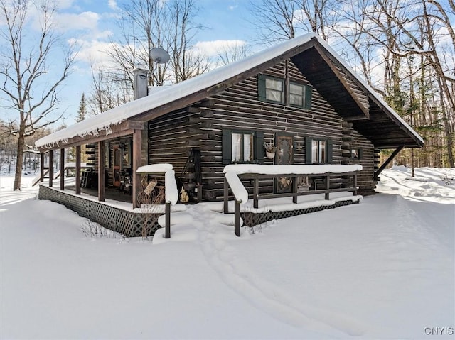 view of snow covered exterior