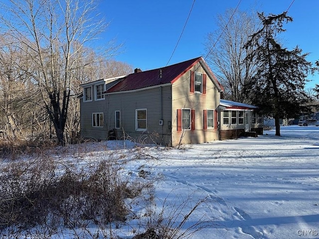 view of snow covered exterior