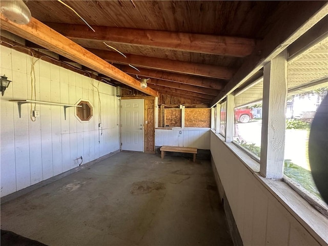 interior space with wood walls