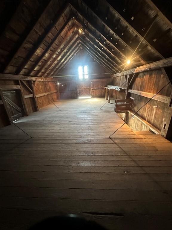 view of unfinished attic