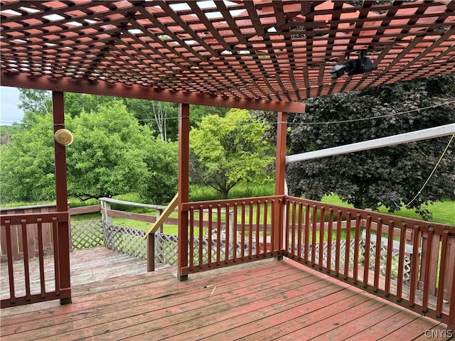 wooden deck with a pergola