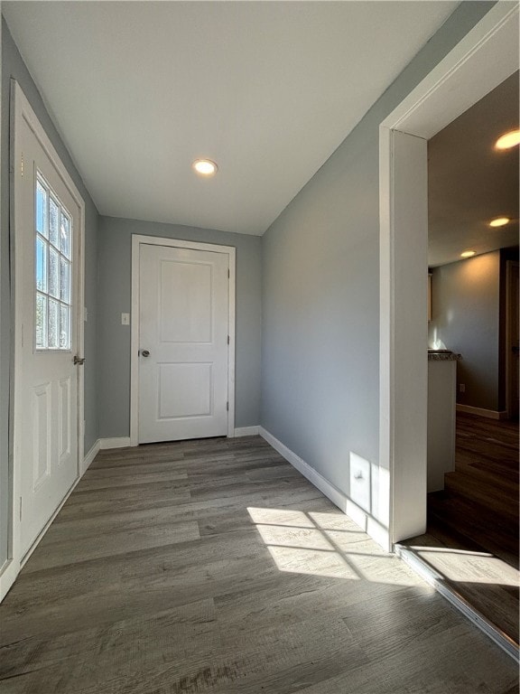 interior space with hardwood / wood-style flooring