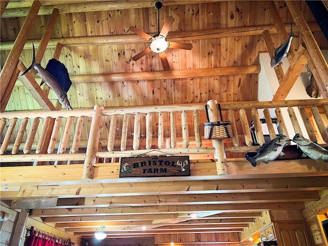 room details featuring wooden walls