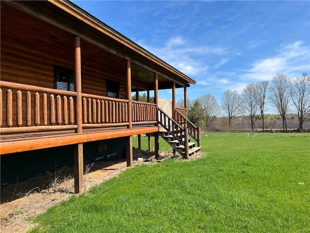 view of yard featuring a wooden deck