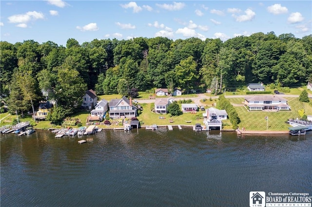 2638 Shadyside Rd, Mina, NY 14736 - drone / aerial view with a wooded view and a water view