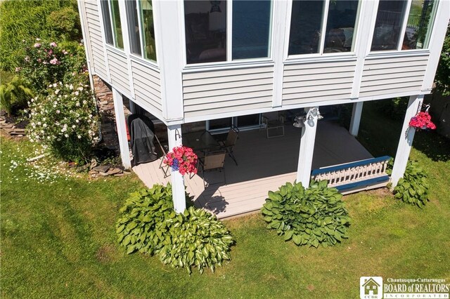 2638 Shadyside Rd, Mina, NY 14736 - wooden deck with a lawn