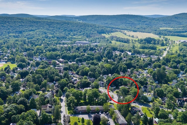 drone / aerial view with a mountain view