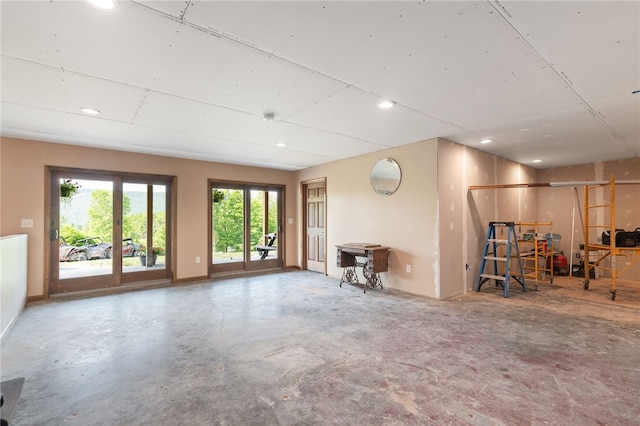 interior space featuring concrete floors