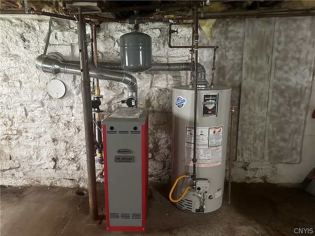 utility room with water heater