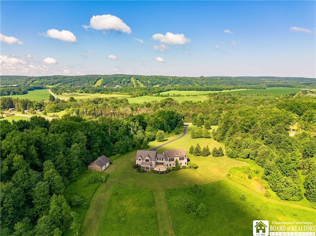 aerial view with a rural view