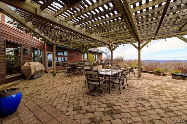 view of patio / terrace with a pergola and a grill