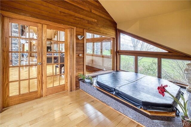 interior space featuring lofted ceiling