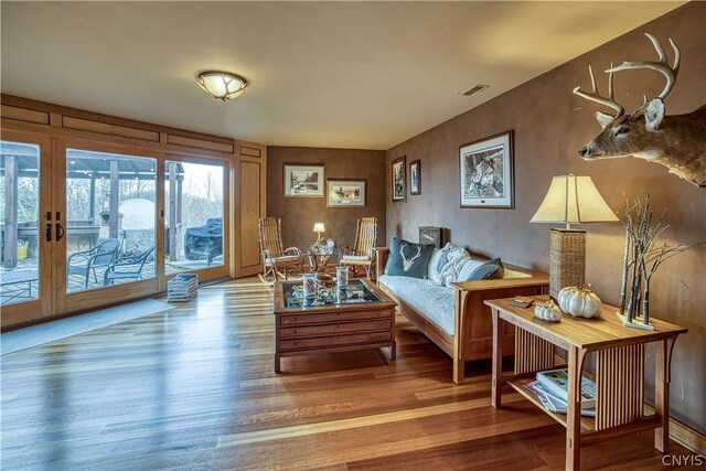 living room featuring hardwood / wood-style flooring