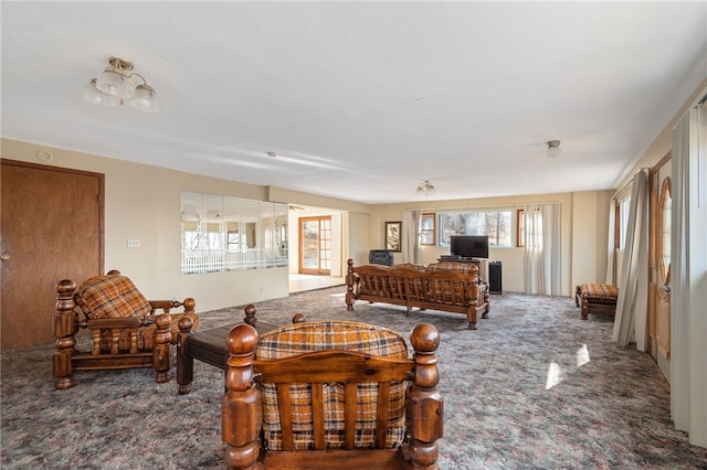 living room featuring carpet