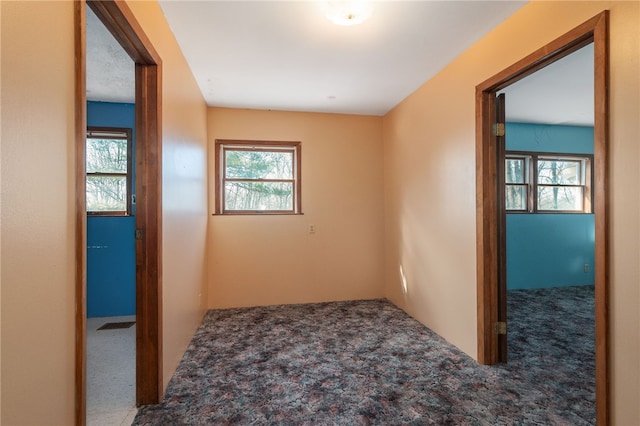 unfurnished room with carpet and a wealth of natural light