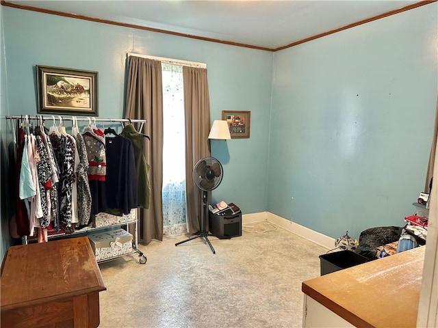 bedroom with ornamental molding