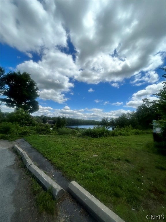 view of yard with a water view