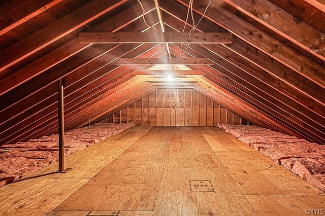 view of unfinished attic