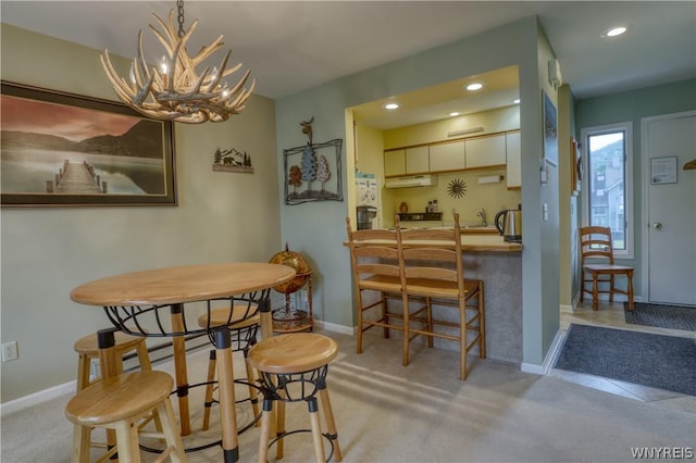 dining room featuring a chandelier