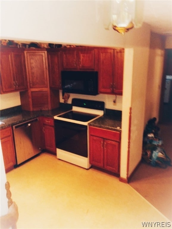 kitchen with electric range and dishwasher