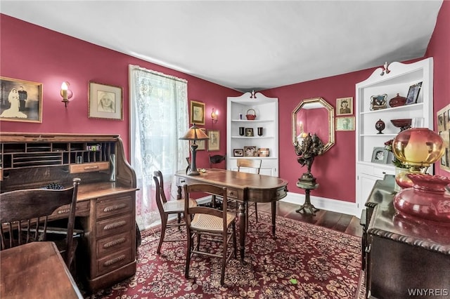 home office featuring hardwood / wood-style floors