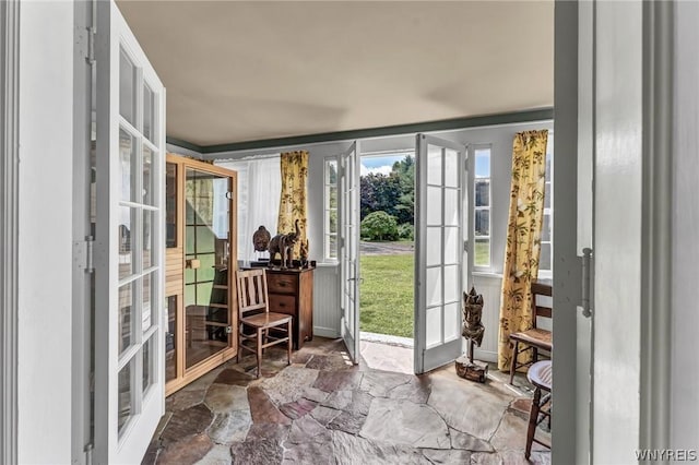 entryway featuring french doors