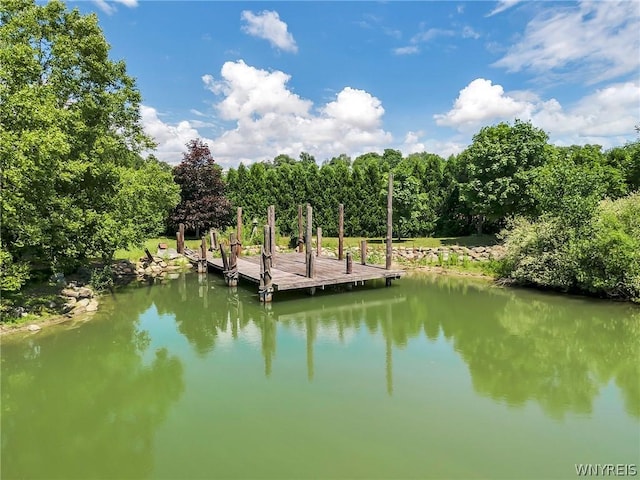 view of dock featuring a water view