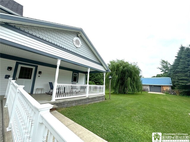 view of yard featuring a porch