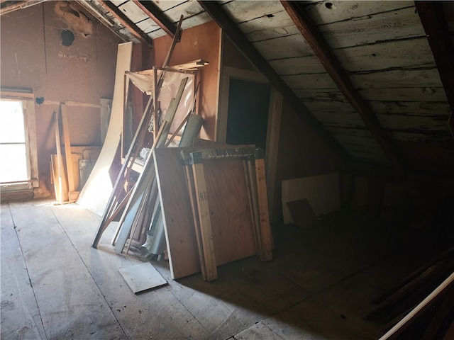 view of unfinished attic