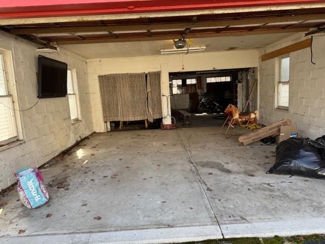 interior space with a garage