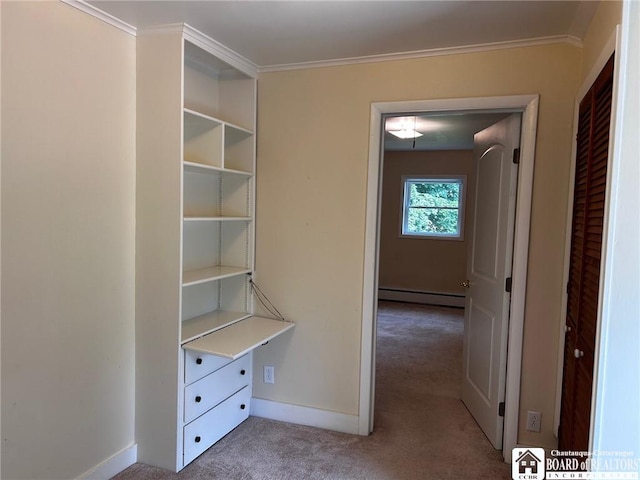 closet with a baseboard heating unit