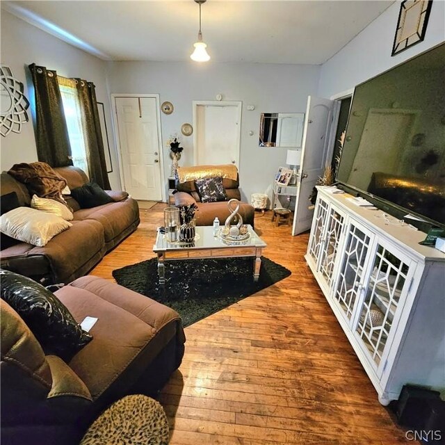 living room with hardwood / wood-style floors