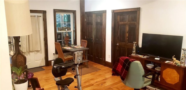 office featuring light wood-type flooring